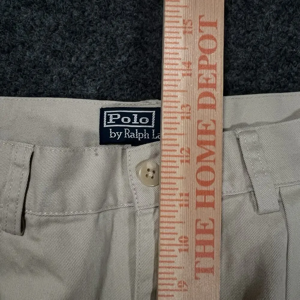 Polo Ralph Lauren Tyler Short Mens 31 Beige Pleated Cotton Twill Chino 9 Inseam